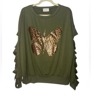 Butterfly Cut Out Sleeve Sweatshirt Size S
